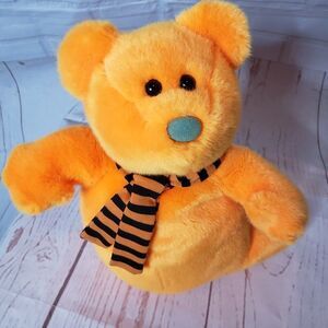 TY 2007 Beanie Baby Shivers the Ghost Orange Bear Plush 10" Stuffed Green Nose